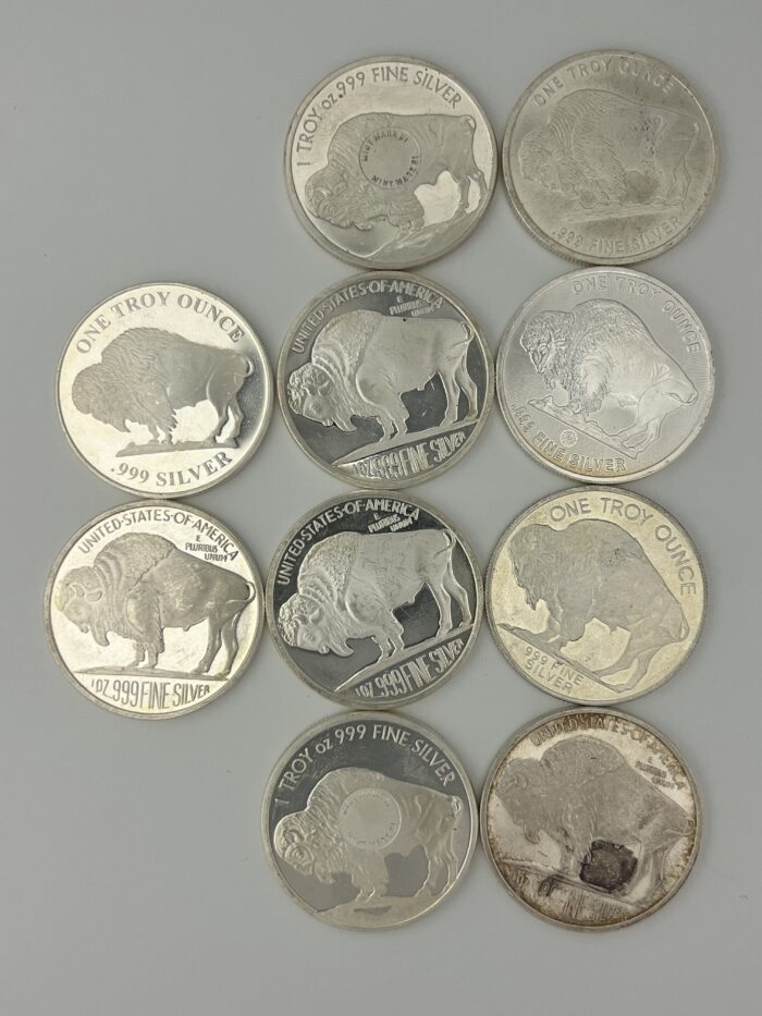 Lot of 10 - 1 Troy Ounce Silver Rounds - Image 2