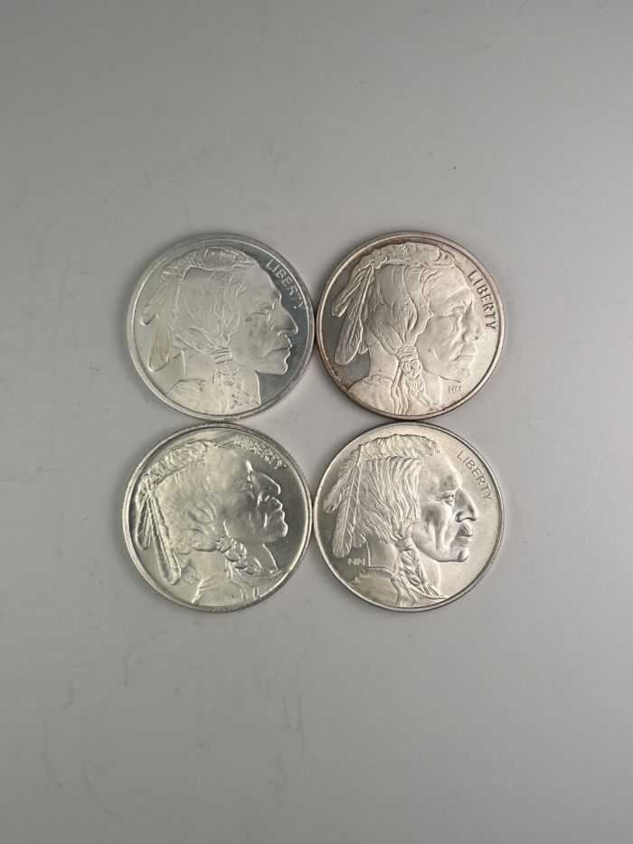 Lot of 4 - 1 Troy Ounce Silver Rounds