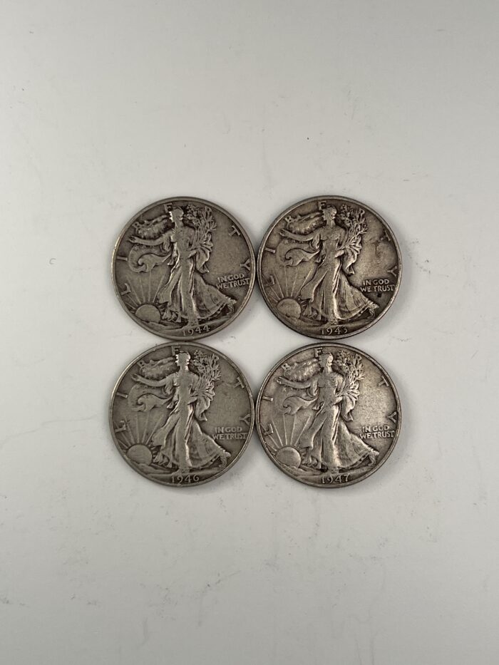 Lot of 4 - 90% Silver Walking Liberty Half Dollars