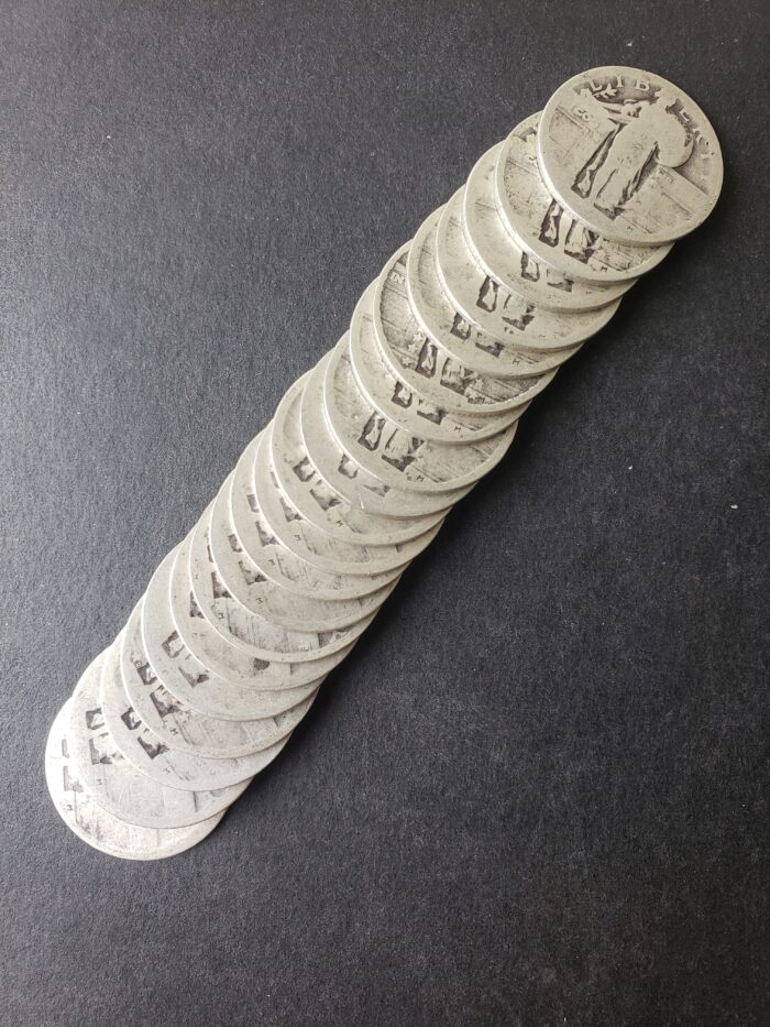 Lot of 20 25c Standing Liberty Silver Quarter Dollars, Dateless Ones
