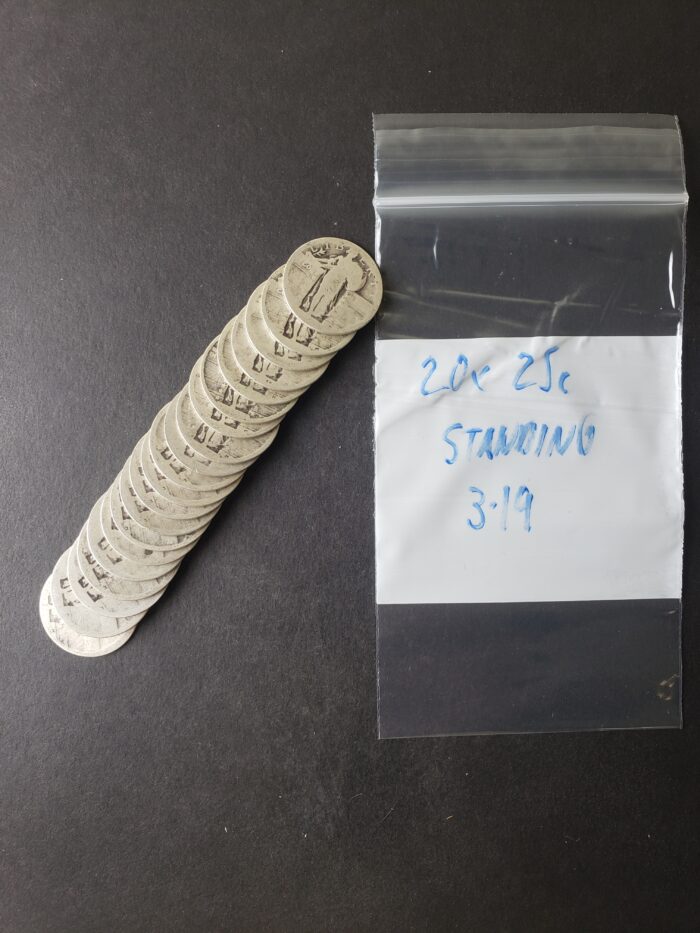 Lot of 20 25c Standing Liberty Silver Quarter Dollars, Dateless Ones - Image 2