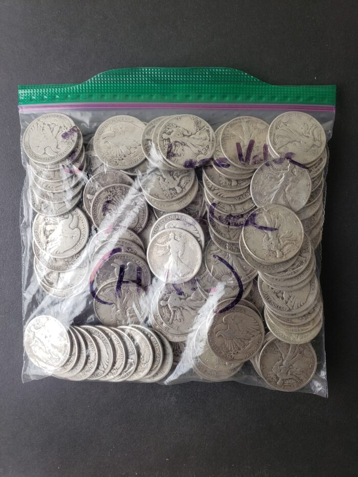 Bag of 100 50c Walking Liberty Silver Half Dollars at Spot Price!