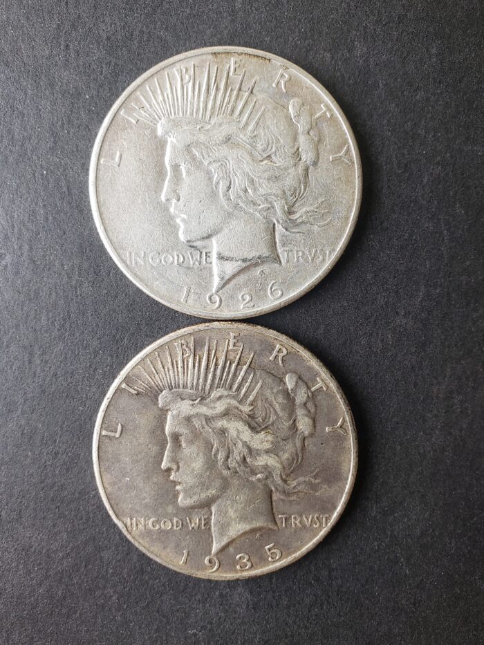 1926 S and 1935 $1 Peace Silver Dollars