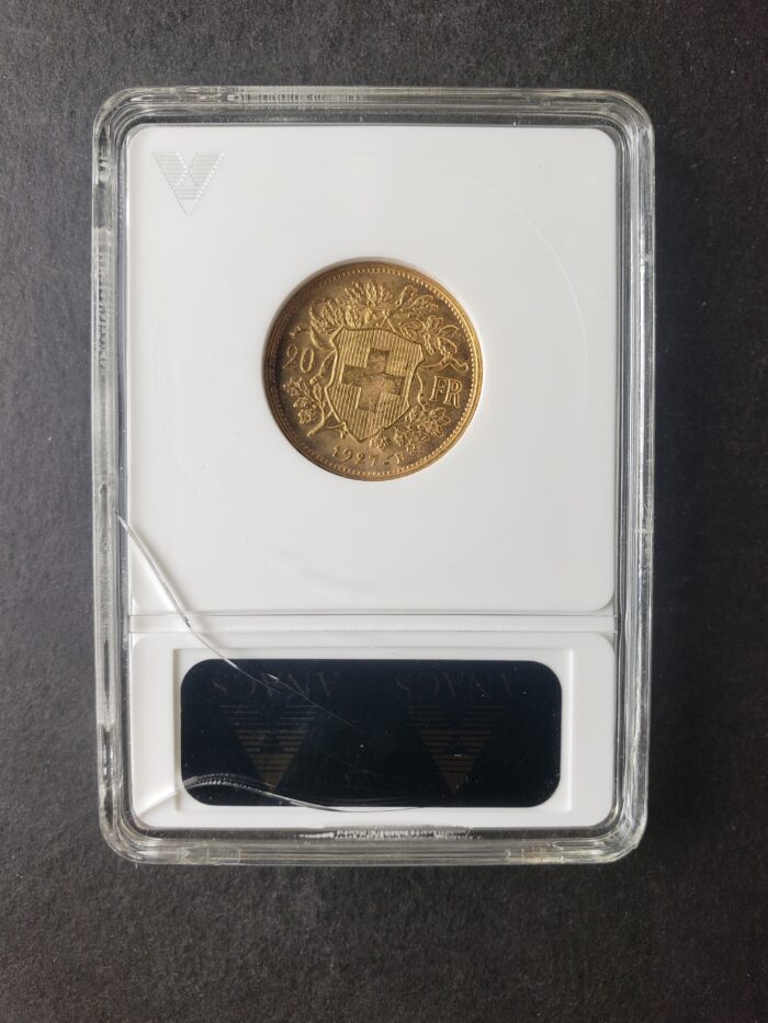 1927 B Switzerland 20 Francs Gold Coin ANACS MS64 - Image 2