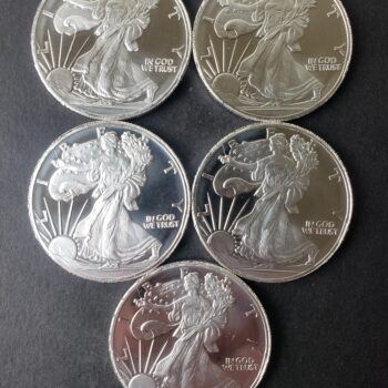 Lot of Five HM 1oz Silver Eagle Rounds at 50c/oz Under Spot