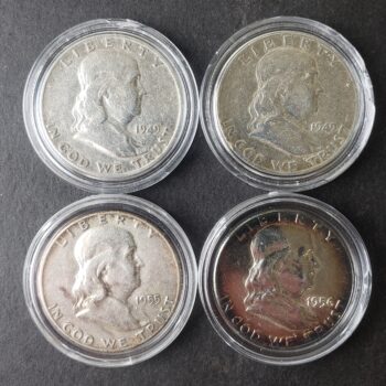 Lot of Four 50c Franklin Silver Half Dollars