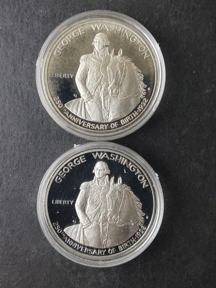 Two 1982 S Proof 50c Washington Silver Half Dollars