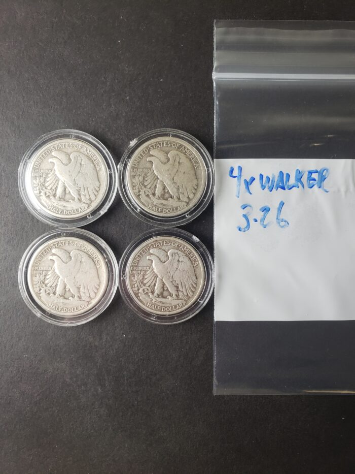 Lot of Four 50c Walking Liberty Silver Half Dollars in Capsules - Image 3