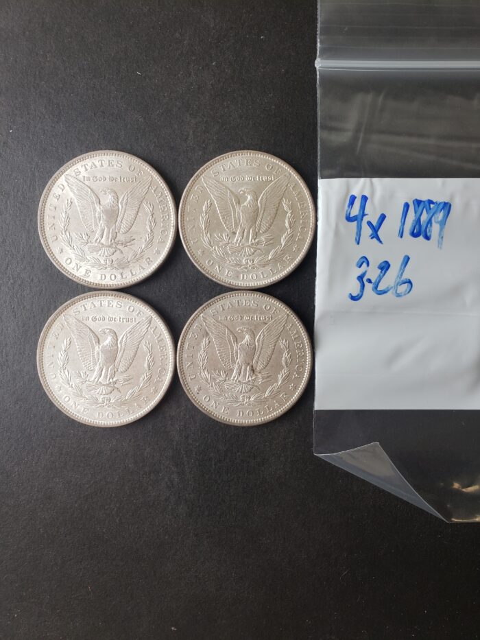 Lot of Four 1889 $1 Morgan Silver Dollars - Image 3