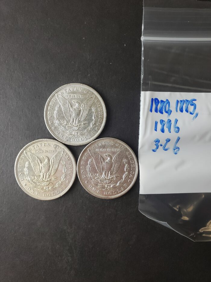 1880, 1885, and 1896 $1 Morgan Silver Dollars - Image 3