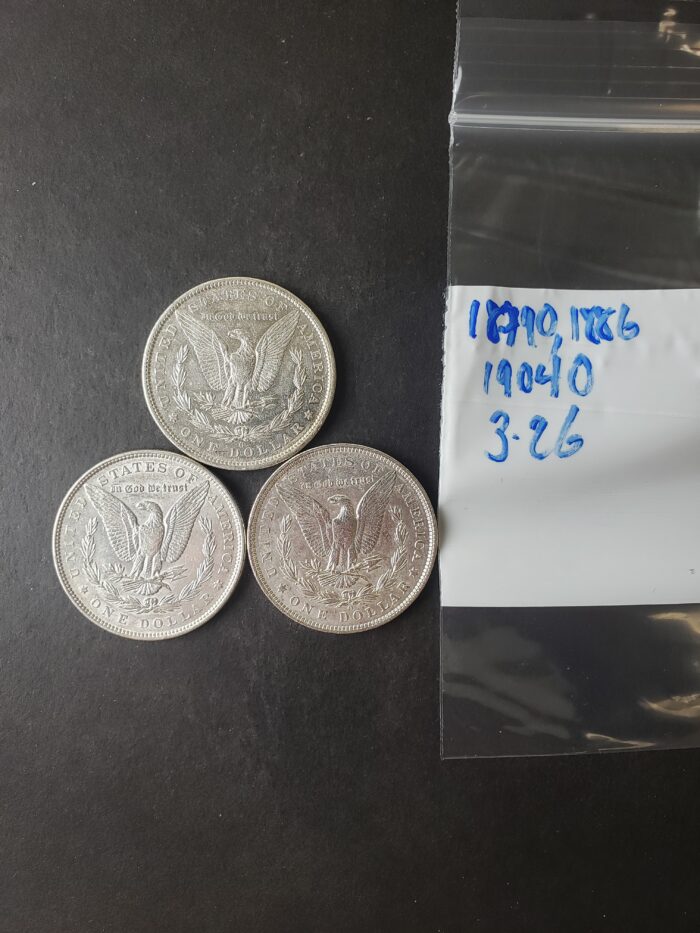 1879 O, 1886, and 1904 O $1 Morgan Silver Dollars - Image 3