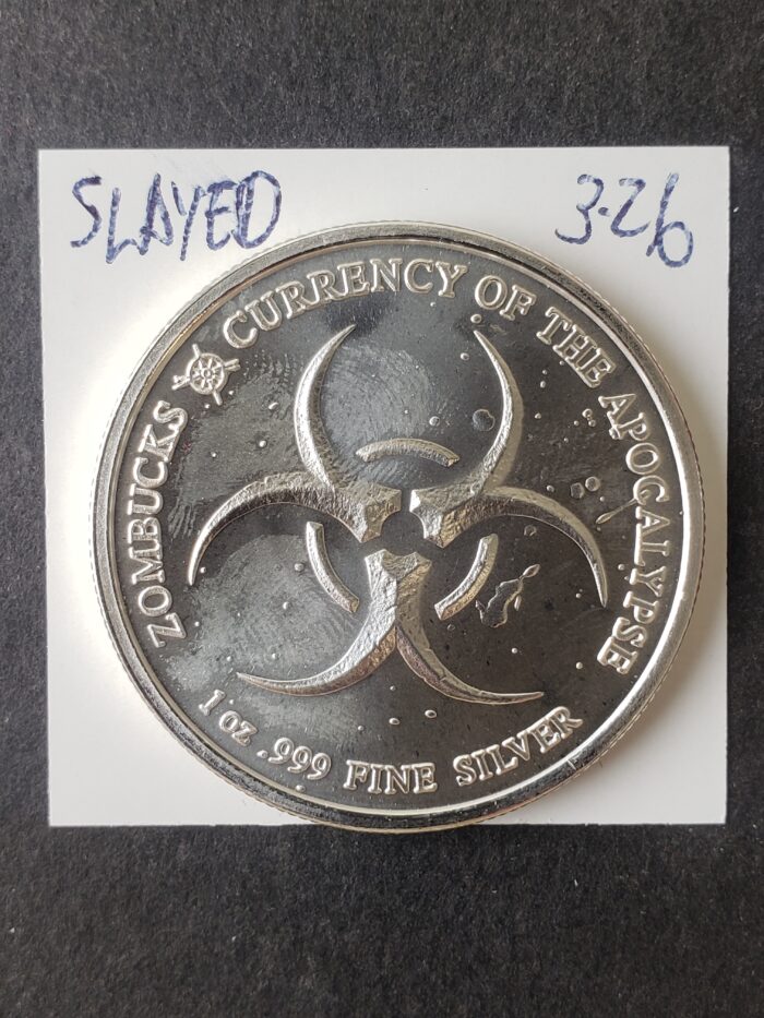 2019 Z50 1oz Silver Zombucks Slayed Dollar Round - Image 3