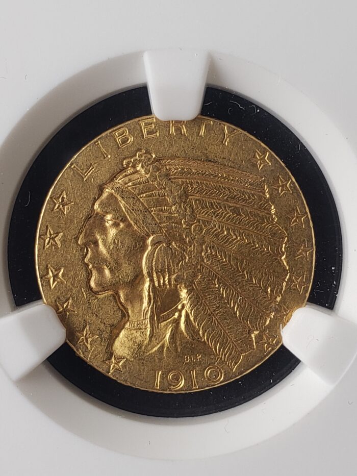 1910 $5 Incuse Indian Gold Half Eagle NGC AU58 - Image 2