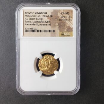 120-63 B.C. Pontic Kingdom Mithradates VI Gold AV Stater NGC Ancients Ch MS