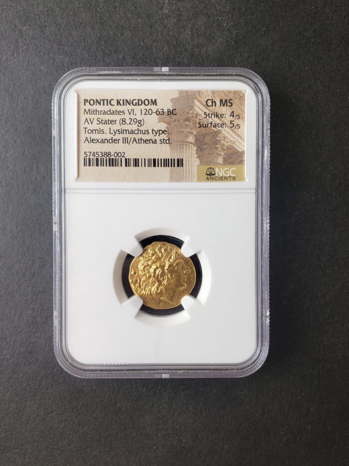 120-63 B.C. Pontic Kingdom Mithradates VI Gold AV Stater NGC Ancients Ch MS