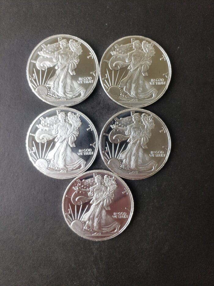 Lot of Five HM 1oz Silver Eagle Rounds at Spot