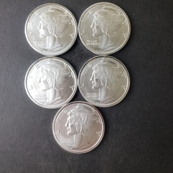 Lot of Five 1oz Silver Mercury Rounds at Spot Price