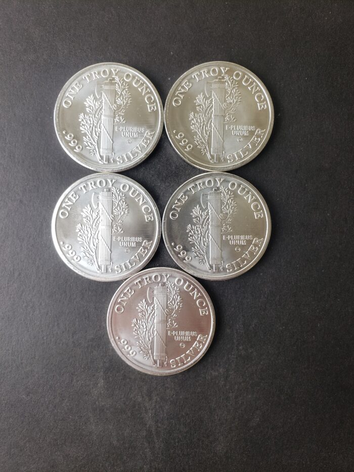 Lot of Five 1oz Silver Mercury Rounds at Spot Price - Image 2