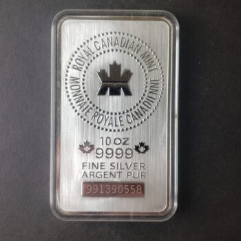 Royal Canadian Mint 10oz Silver Bar in a Capsule