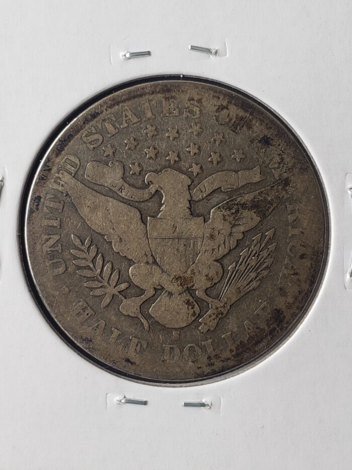 1896 S 50c Barber Silver Half Dollar - Image 3
