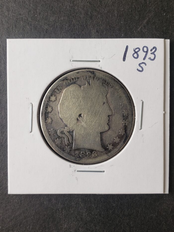 1893 S 50c Barber Silver Half Dollar
