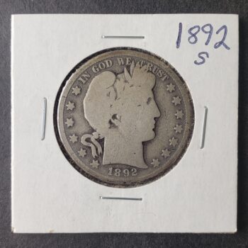 1892 S 50c Barber Silver Half Dollar