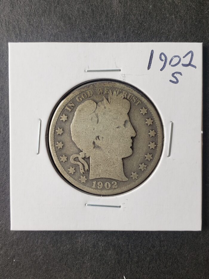 1902 S 50c Barber Silver Half Dollar