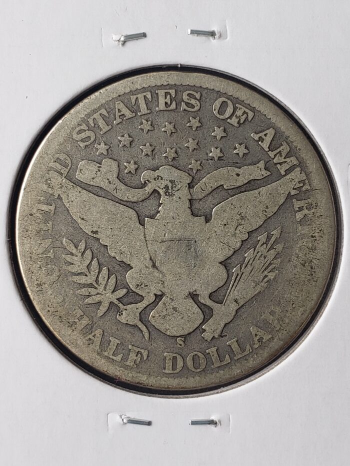 1902 S 50c Barber Silver Half Dollar - Image 3