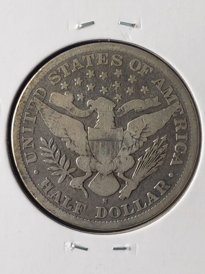 1898 S 50c Barber Silver Half Dollar - Image 3
