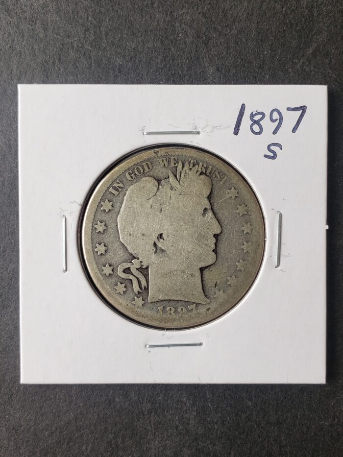 1897 S 50c Barber Silver Half Dollar