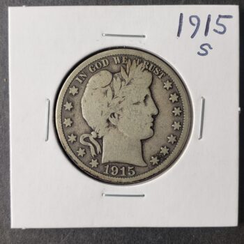 1915 S 50c Barber Silver Half Dollar