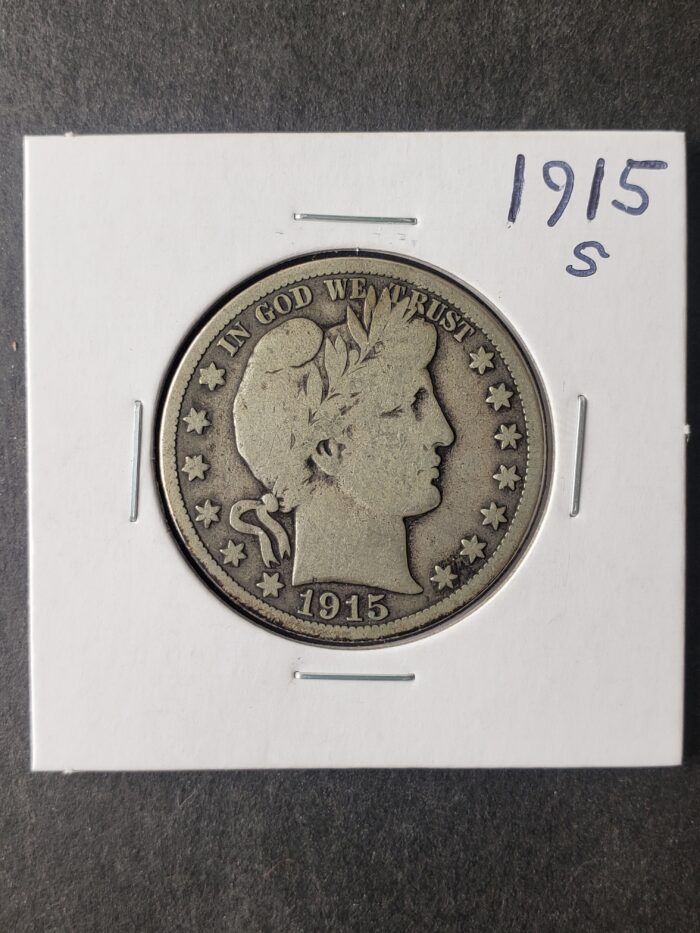 1915 S 50c Barber Silver Half Dollar