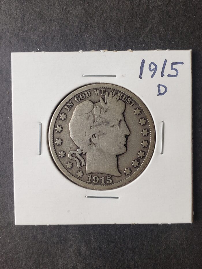 1915 D 50c Barber Silver Half Dollar