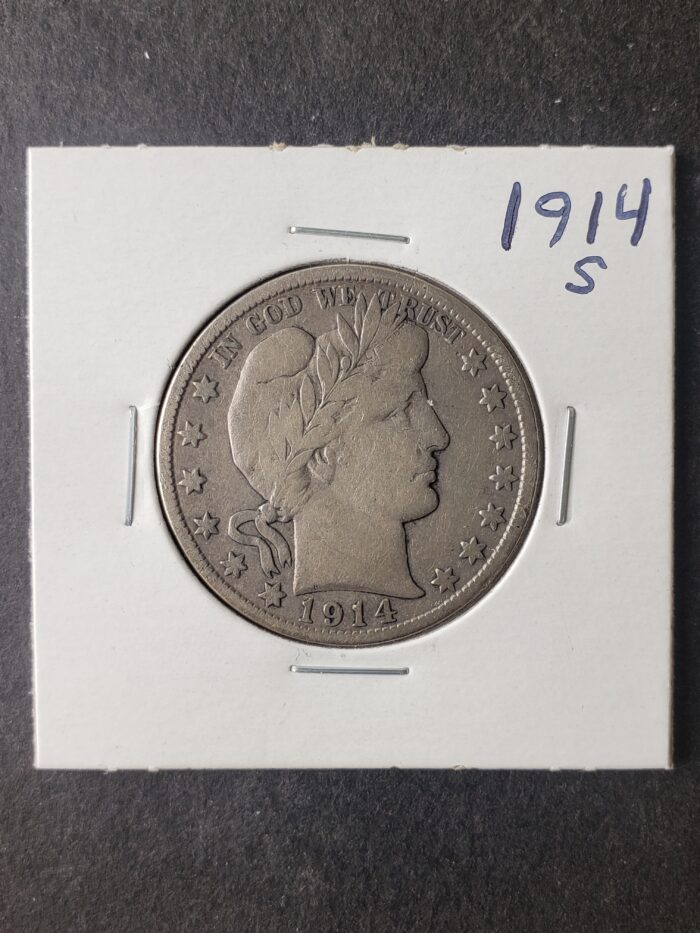 1914 S 50c Barber Silver Half Dollar