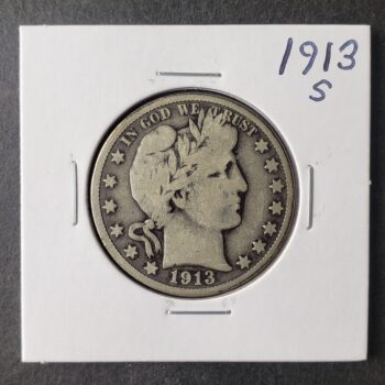 1913 S 50c Barber Silver Half Dollar