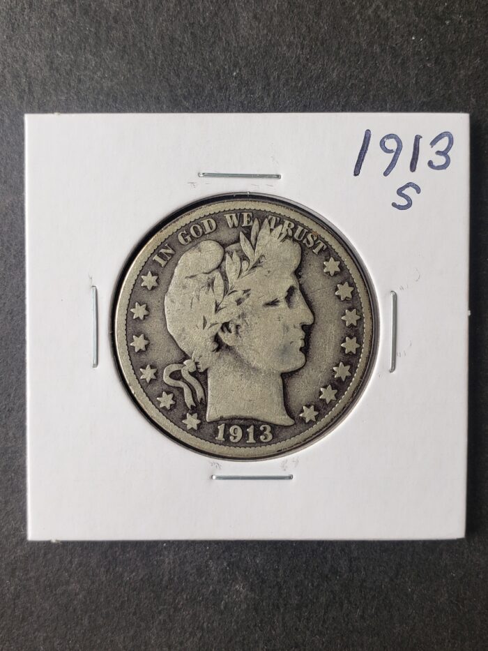 1913 S 50c Barber Silver Half Dollar