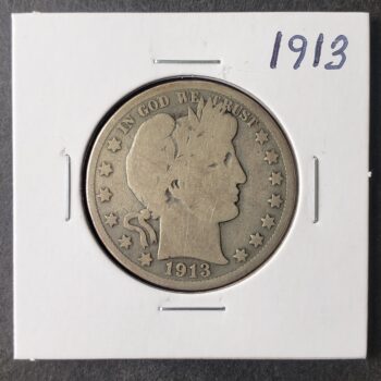 1913 50c Barber Silver Half Dollar