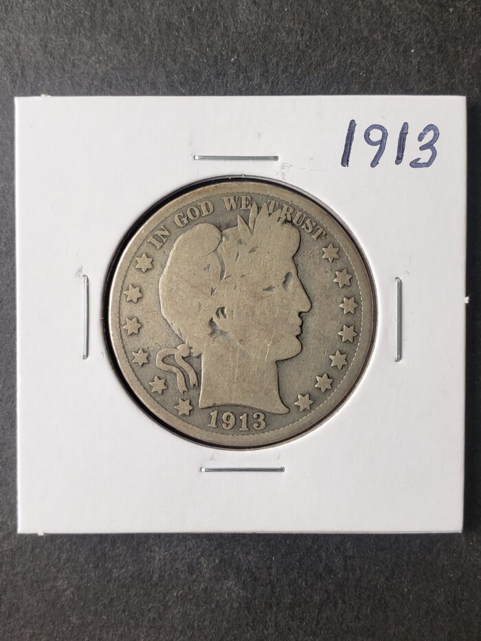 1913 50c Barber Silver Half Dollar