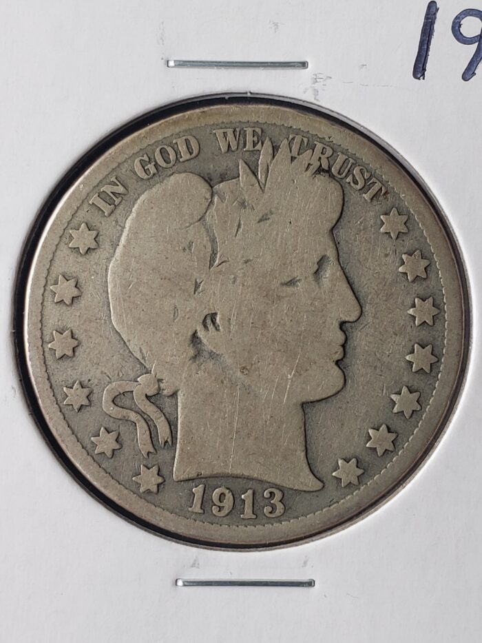 1913 50c Barber Silver Half Dollar - Image 2
