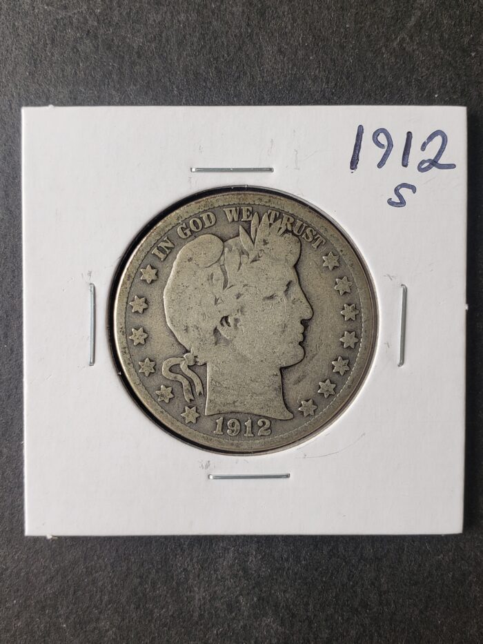 1912 S 50c Barber Silver Half Dollar