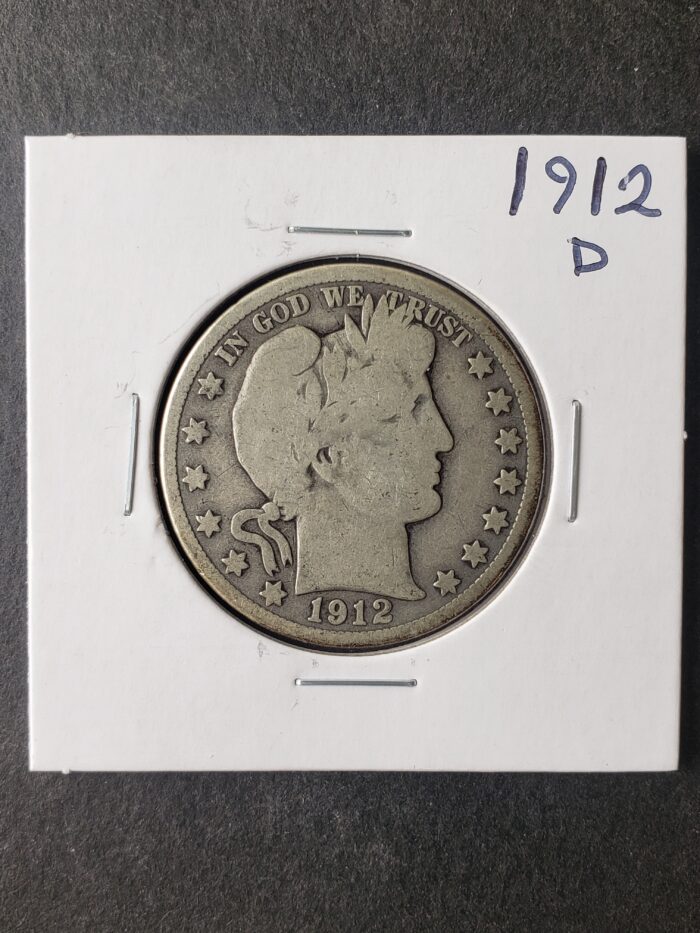 1912 D 50c Barber Silver Half Dollar