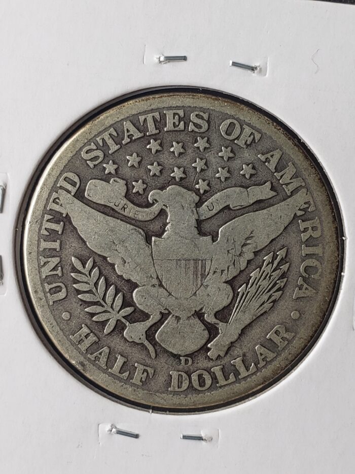 1912 D 50c Barber Silver Half Dollar - Image 3