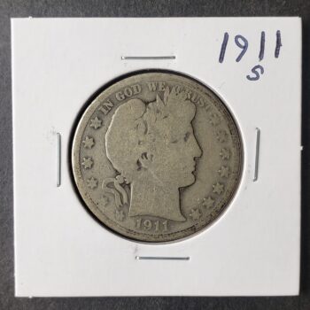 1911 S 50c Barber Silver Half Dollar