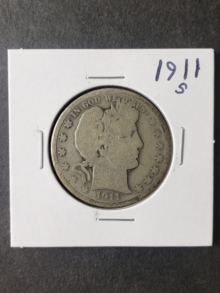 1911 S 50c Barber Silver Half Dollar