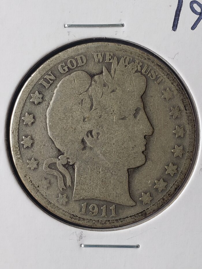 1911 S 50c Barber Silver Half Dollar - Image 2