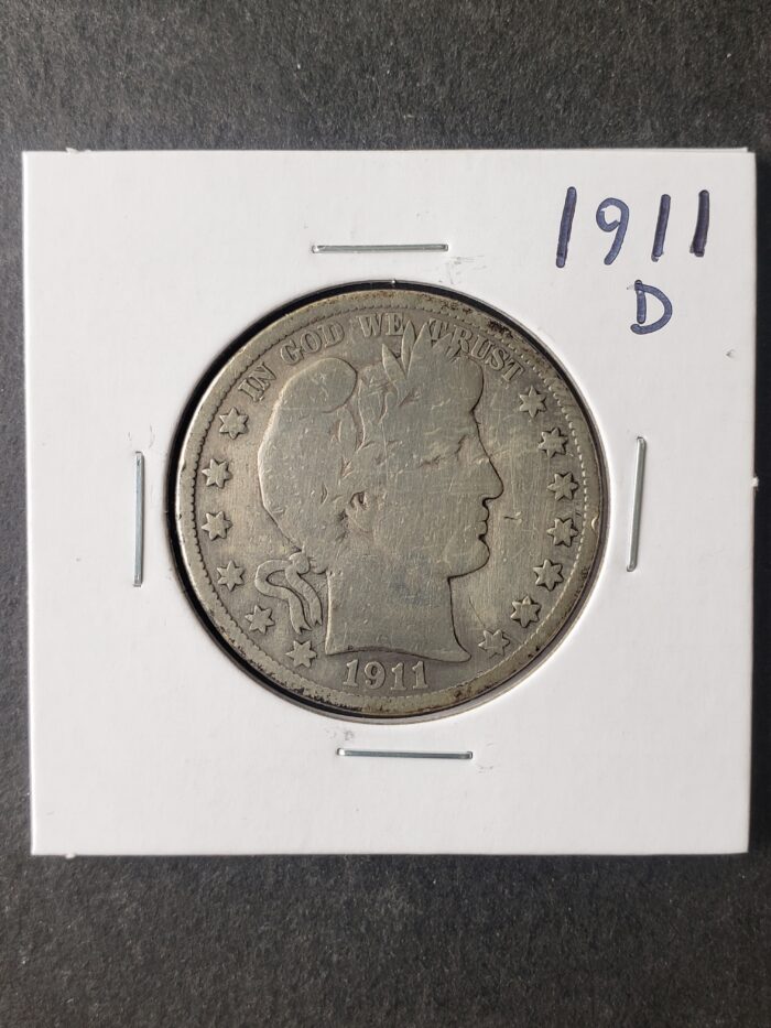 1911 D 50c Barber Silver Half Dollar