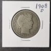 1908 S 50c Barber Silver Half Dollar