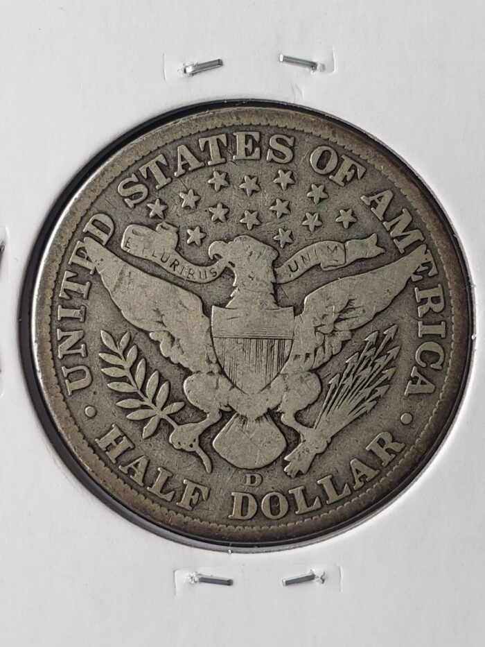 1908 D 50c Barber Silver Half Dollar - Image 3