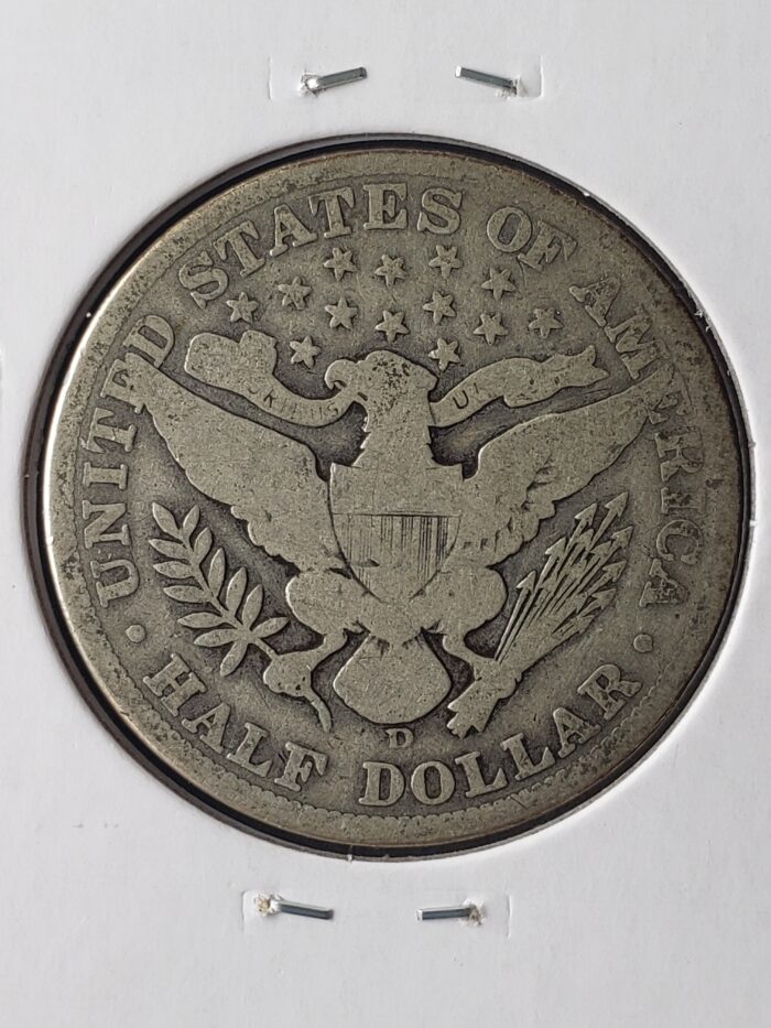 1907 D 50c Barber Silver Half Dollar - Image 3