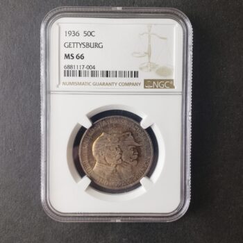 1936 50c Gettysburg Commemorative Silver Half Dollar NGC MS66